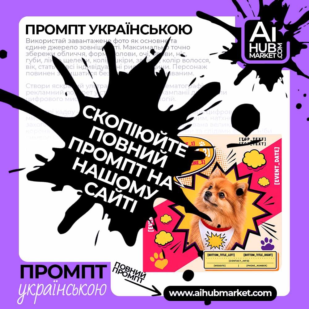 Промпт Попарт-постер із собакою для події