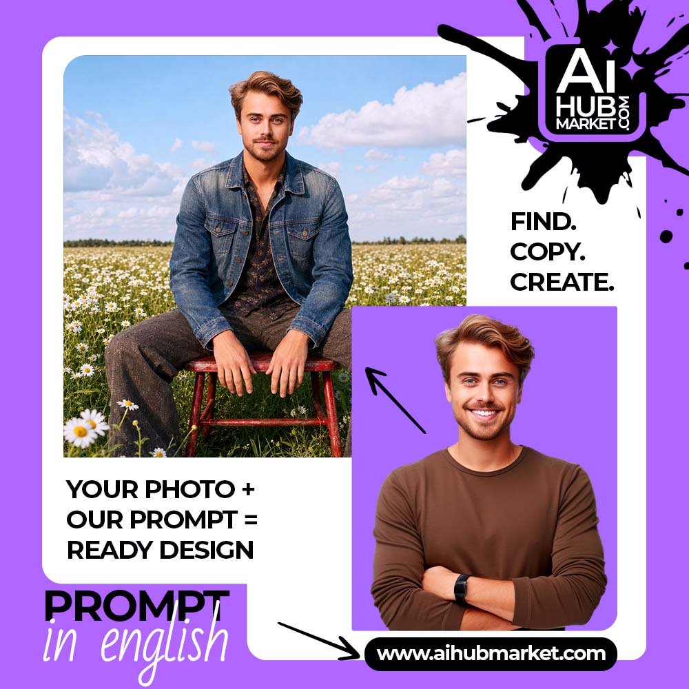 Prompt Portrait in a Daisy Field