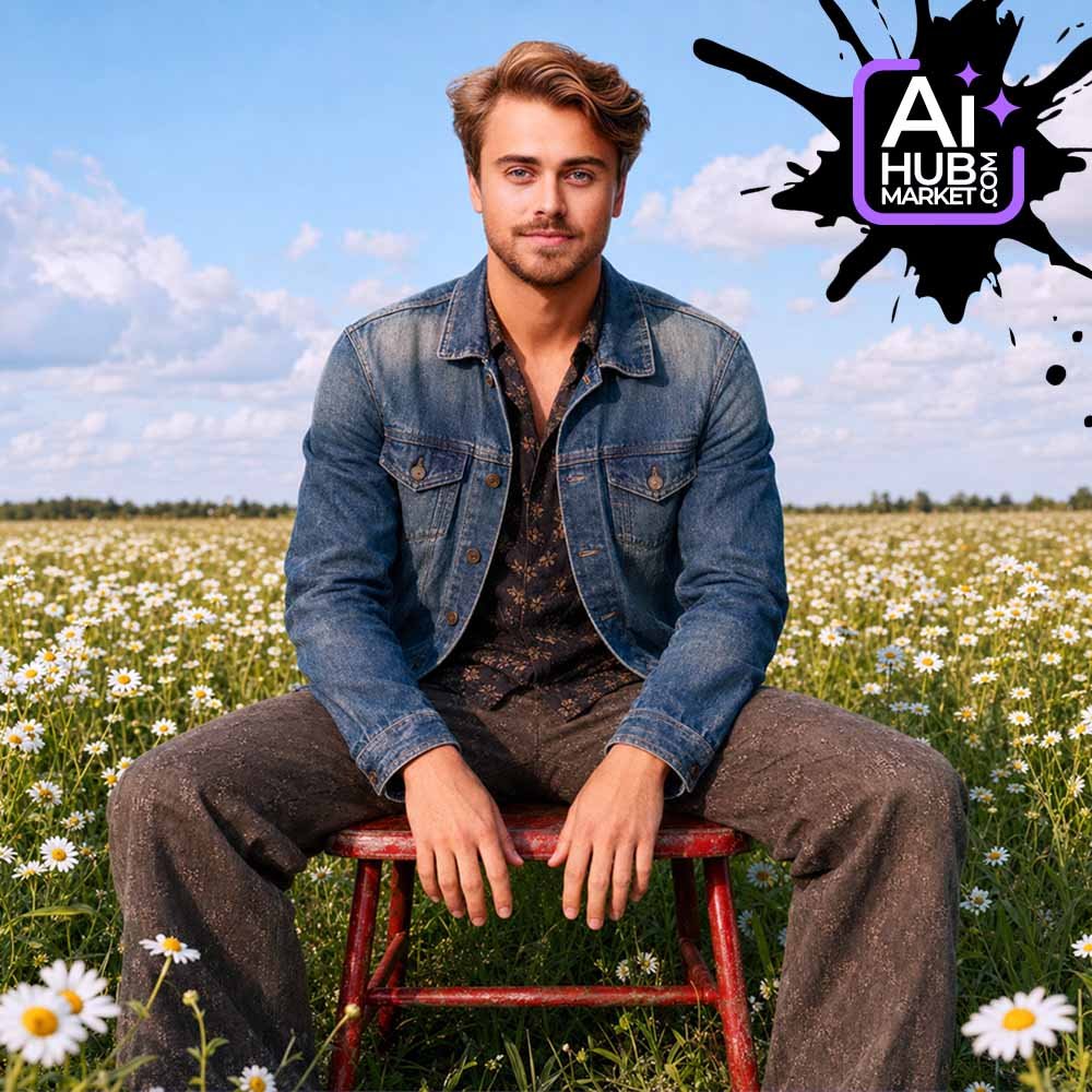Prompt Portrait in a Daisy Field