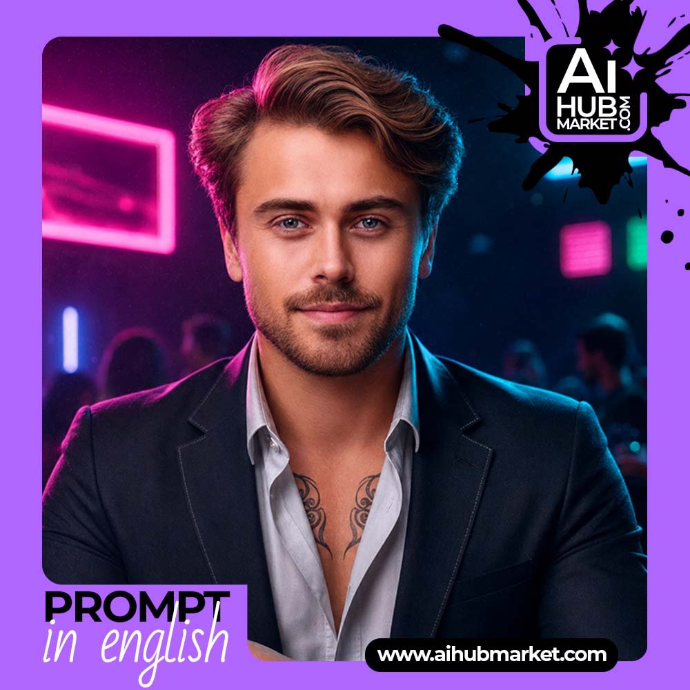 Prompt Portrait in a Neon Club