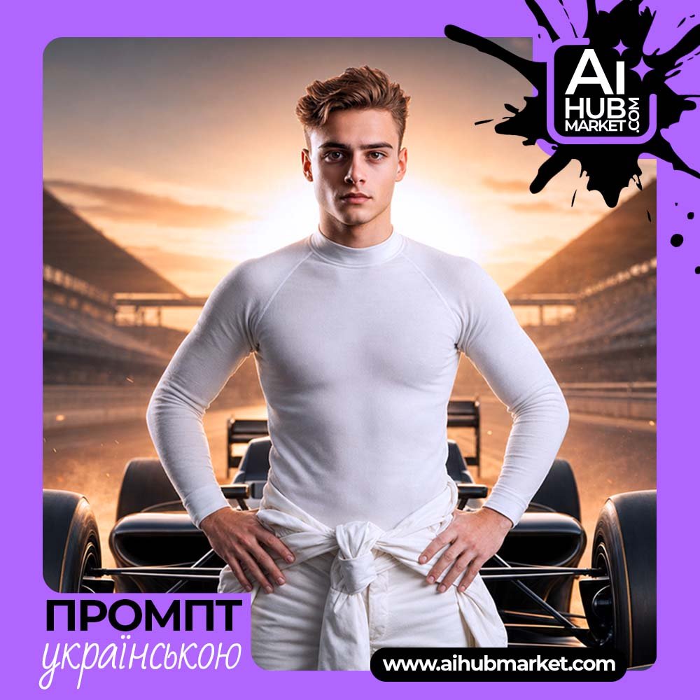Промпт Портрет автогонщика на старті