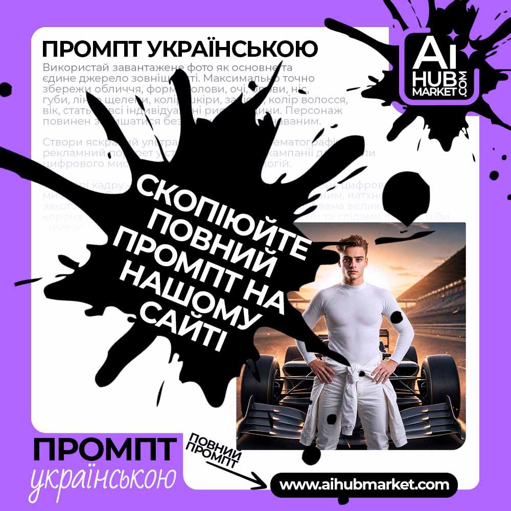 Промпт Портрет автогонщика на старті