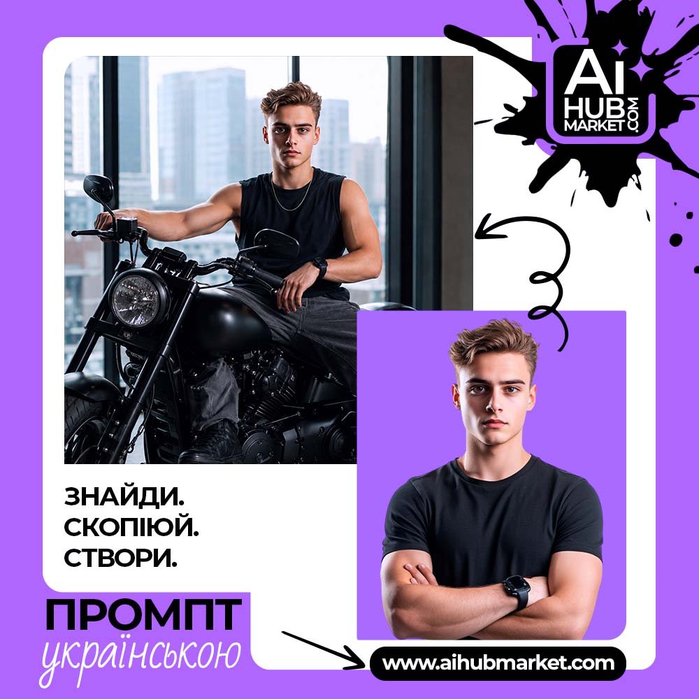 Промпт Портрет на мотоциклі
