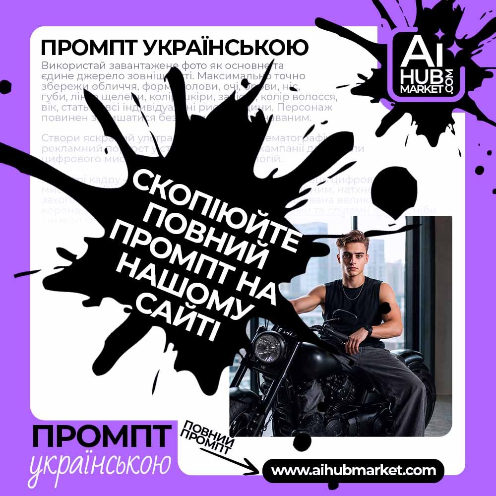 Промпт Портрет на мотоциклі