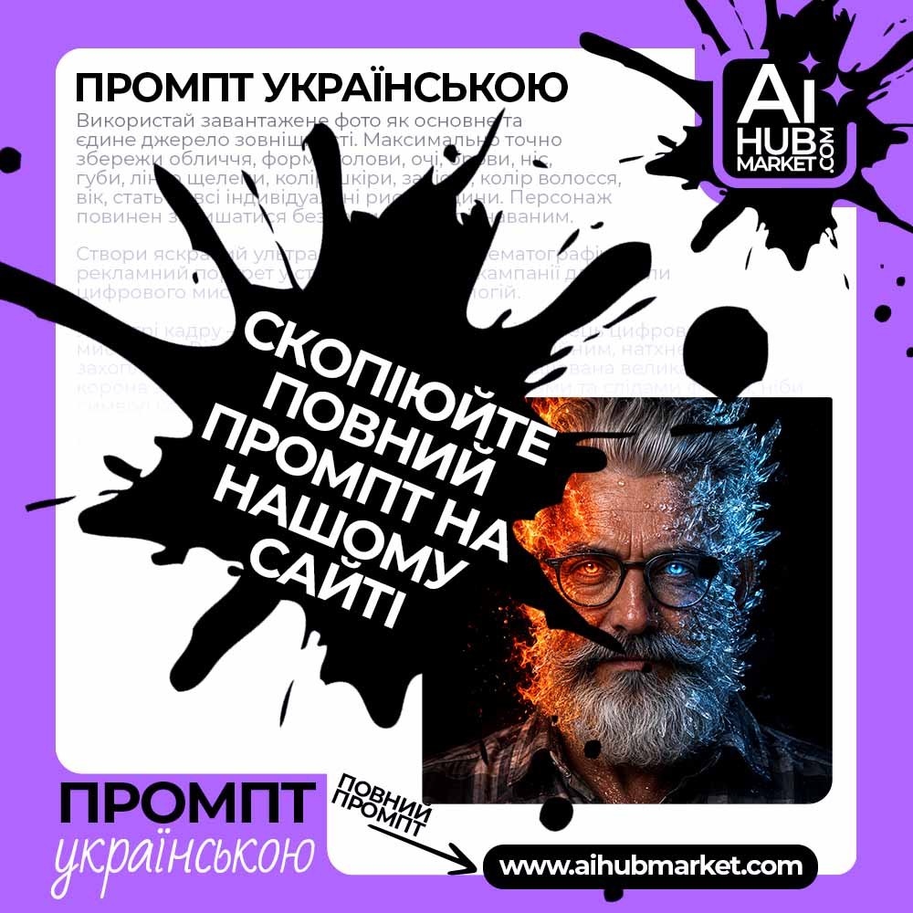 Промпт Портрет стихій: Вогонь і кришталічний лід