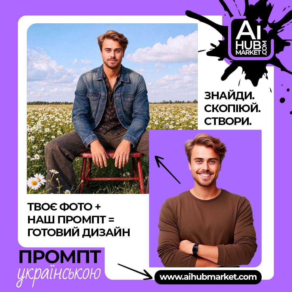 Промпт Портрет у полі ромашок