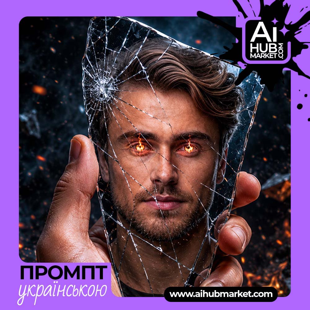 Промпт Портрет у розбитому дзеркалі