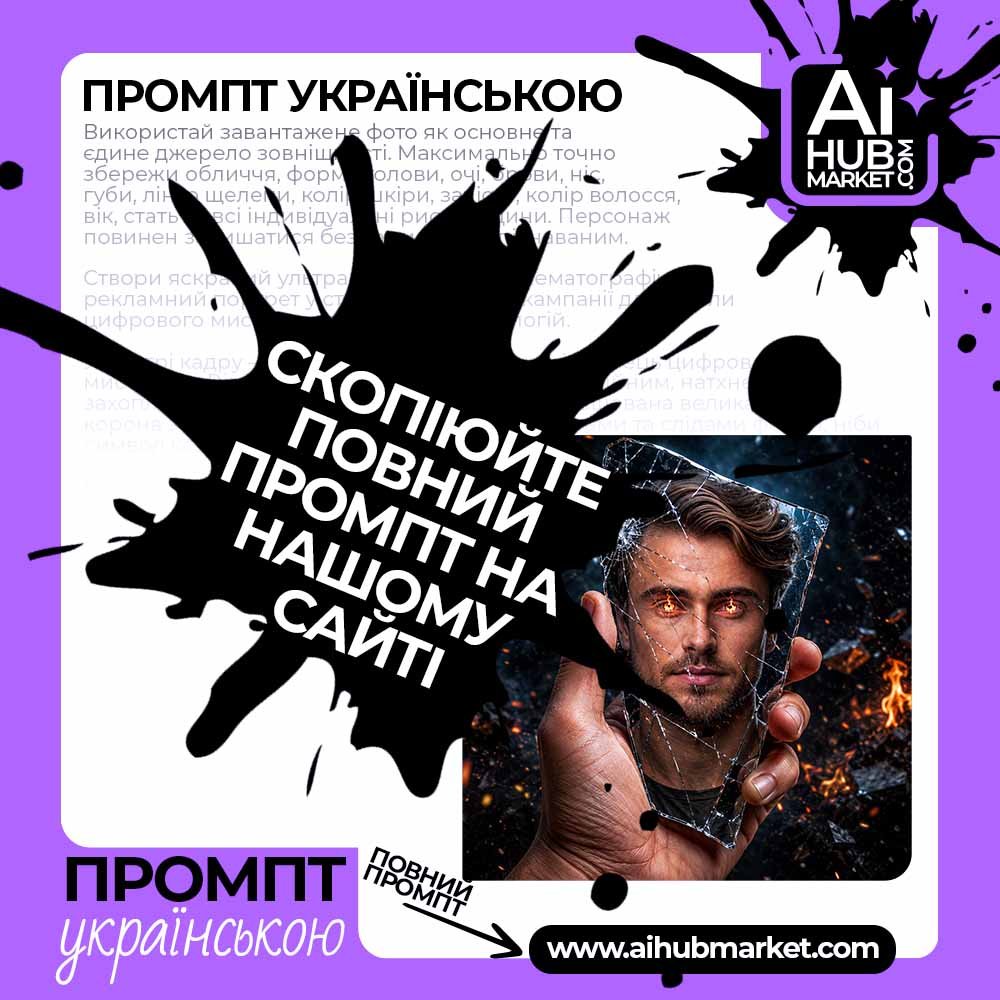 Промпт Портрет у розбитому дзеркалі