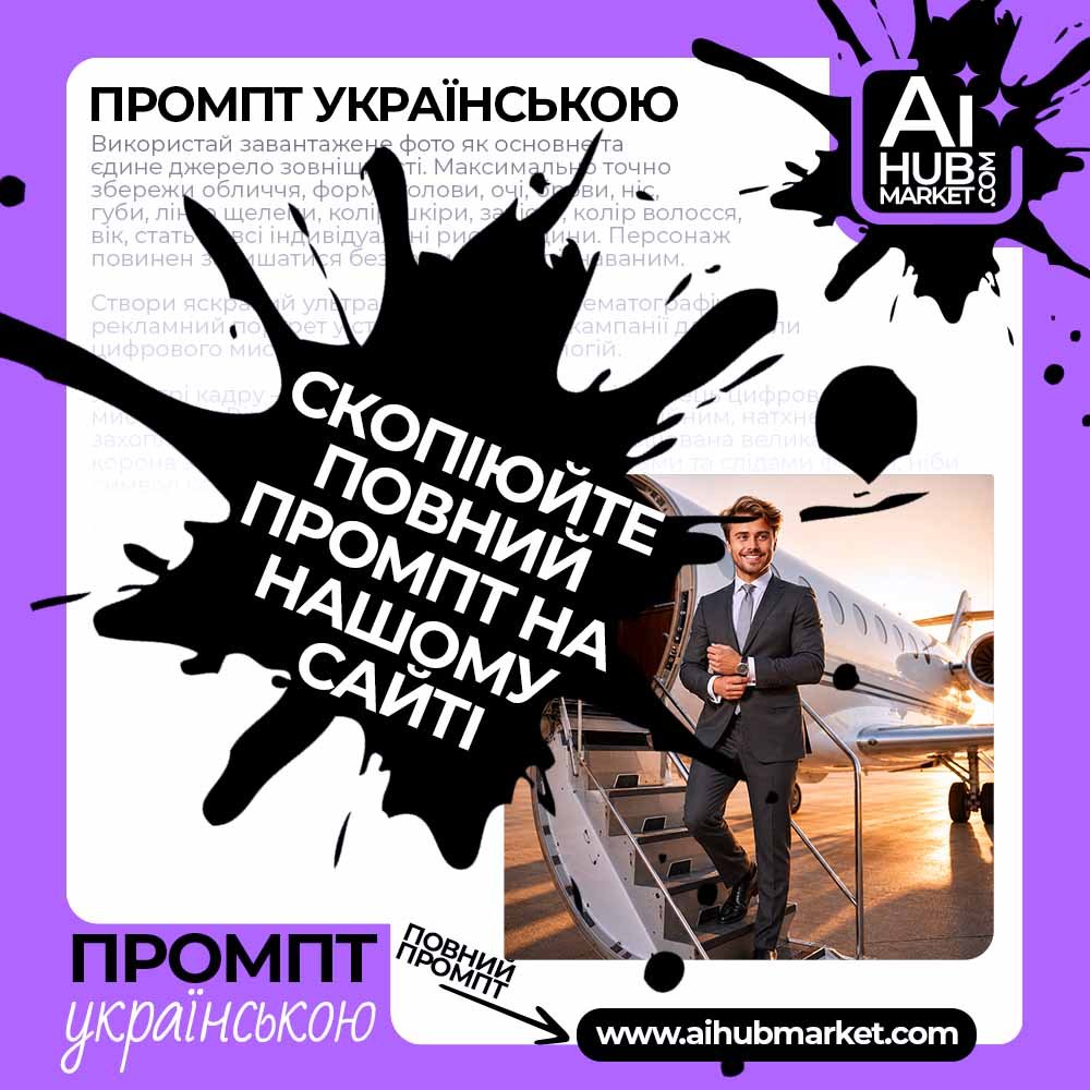 Промпт Портрет успіху біля літака