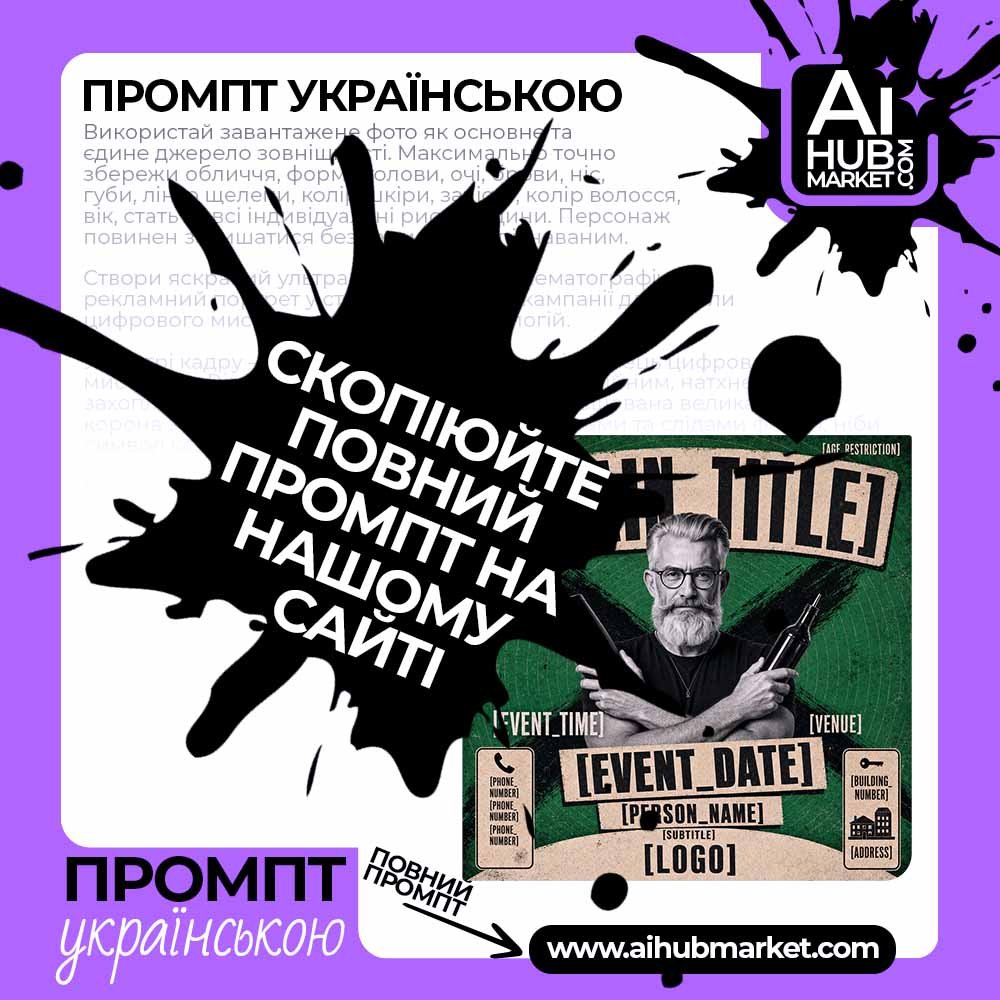 Промпт Постер майстер-класу з барменом