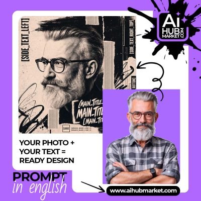 A creative design featuring a bearded man with glasses, showcasing a unique graphic style.