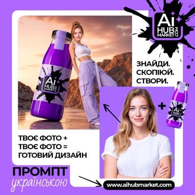 Рекламний постер продукту з моделлю на фоні