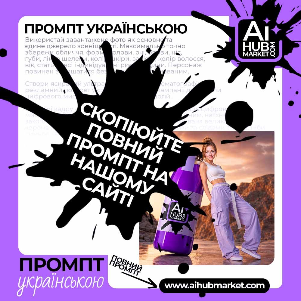 Промпт Рекламний постер продукту з моделлю
