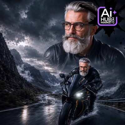 Prompt Relentless Biker Portrait — generation result example