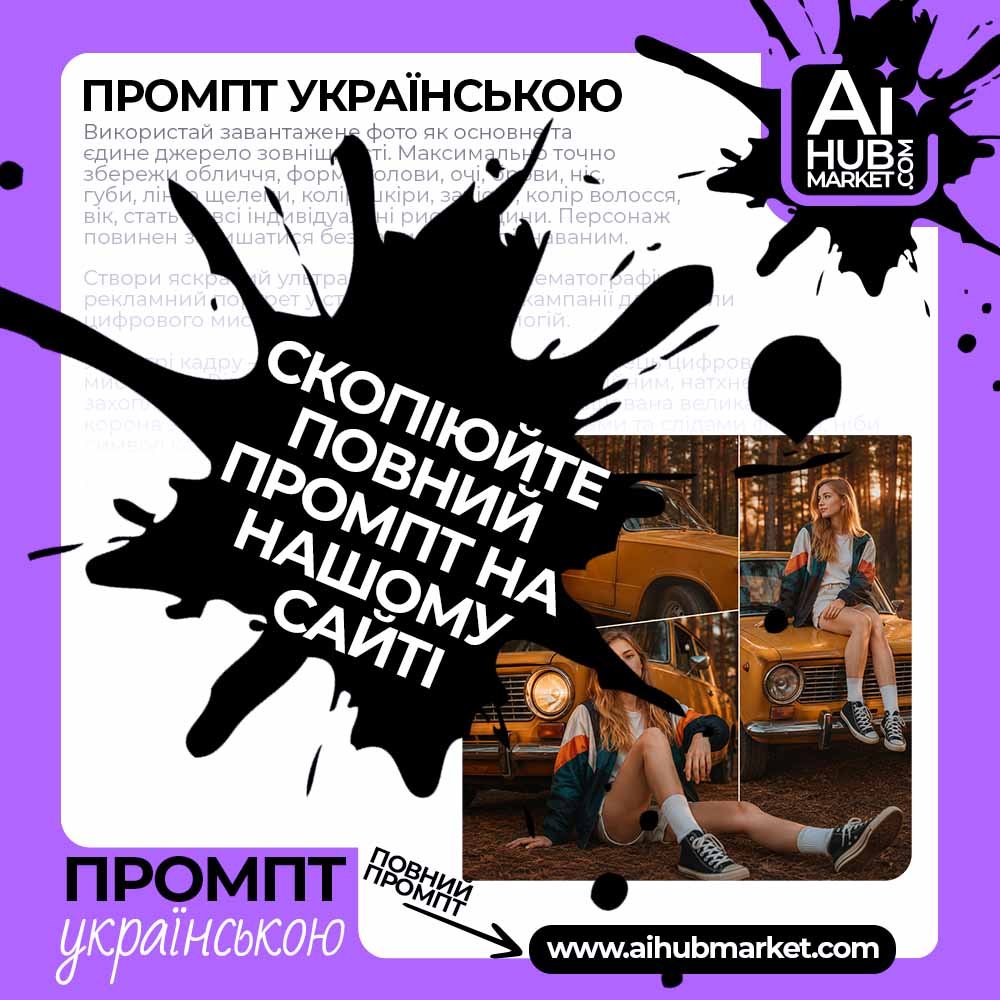 Промпт Ретро фотосесія біля жовтого авто