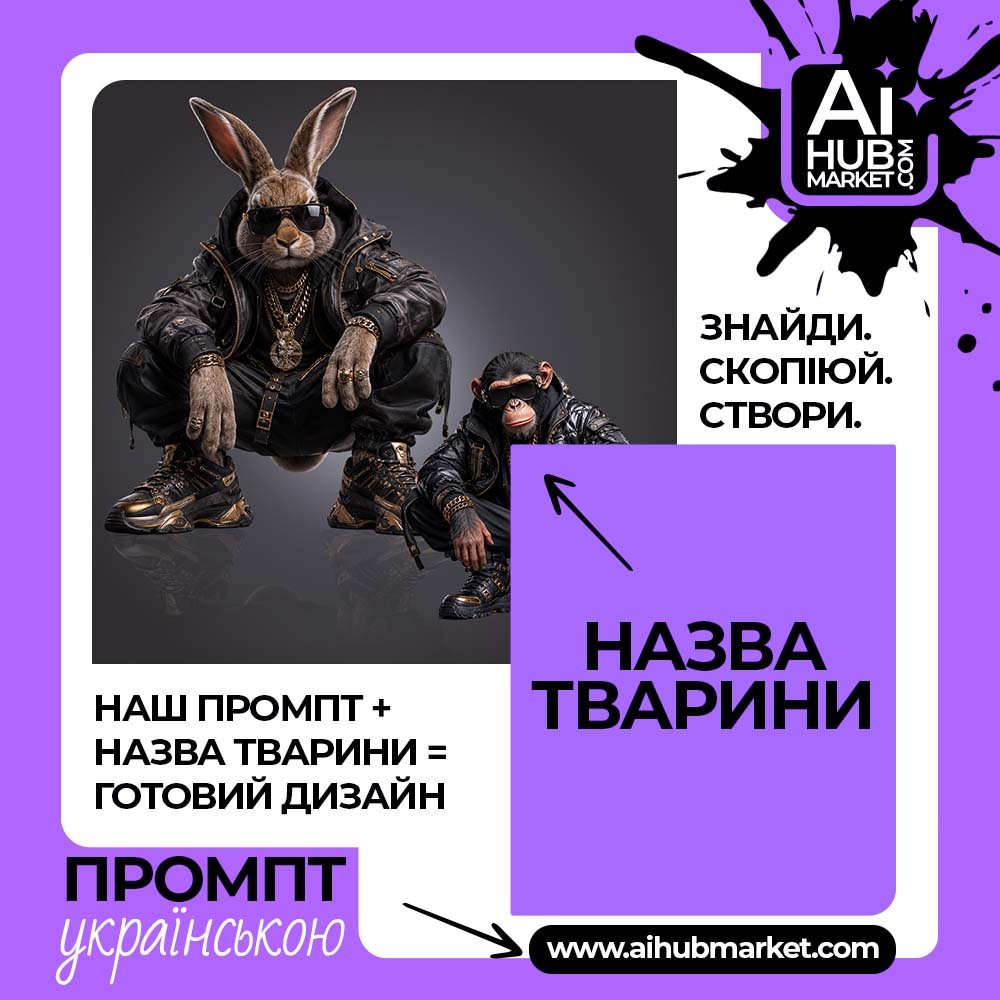Промпт Тварина у стилі хіп-хоп fashion