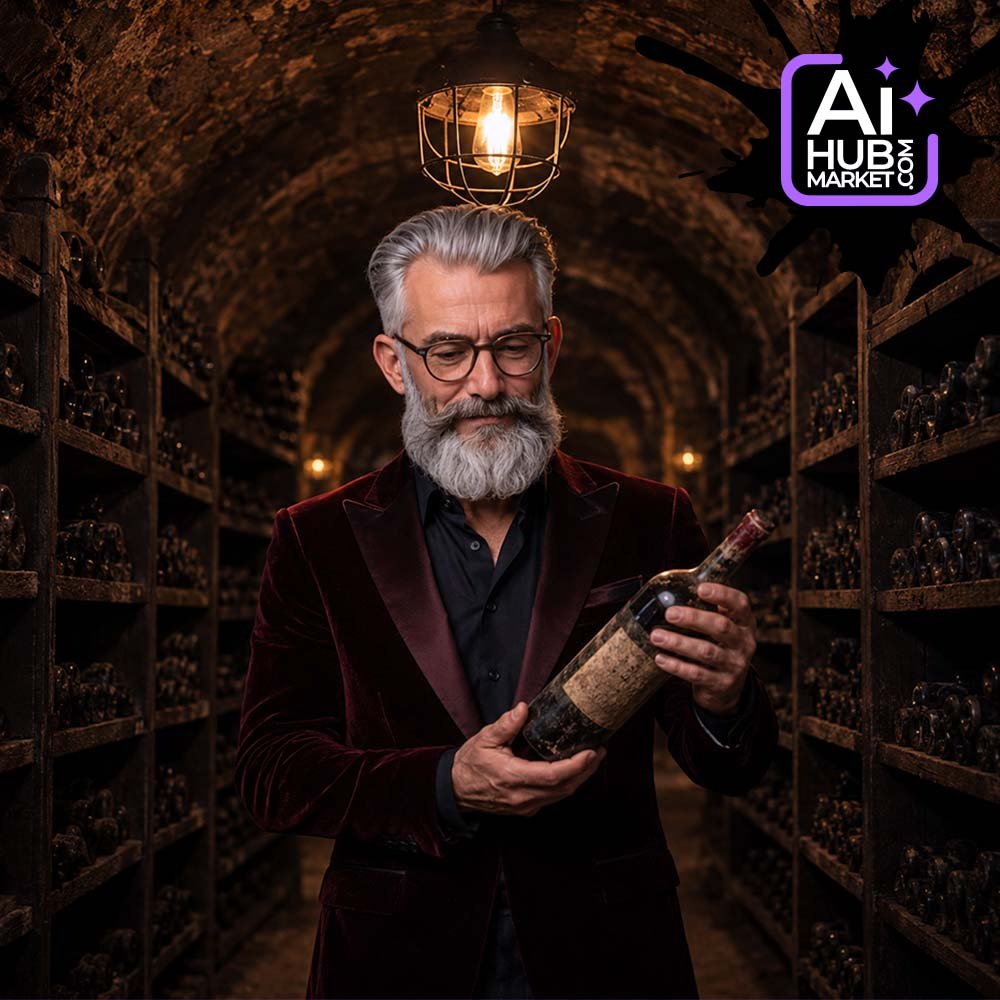 Prompt Vintage Wine Cellar Portrait
