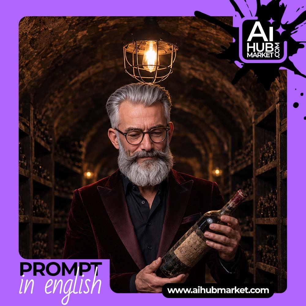Prompt Vintage Wine Cellar Portrait