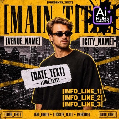 Prompt Yellow Club Flyer from Photo — generation result example