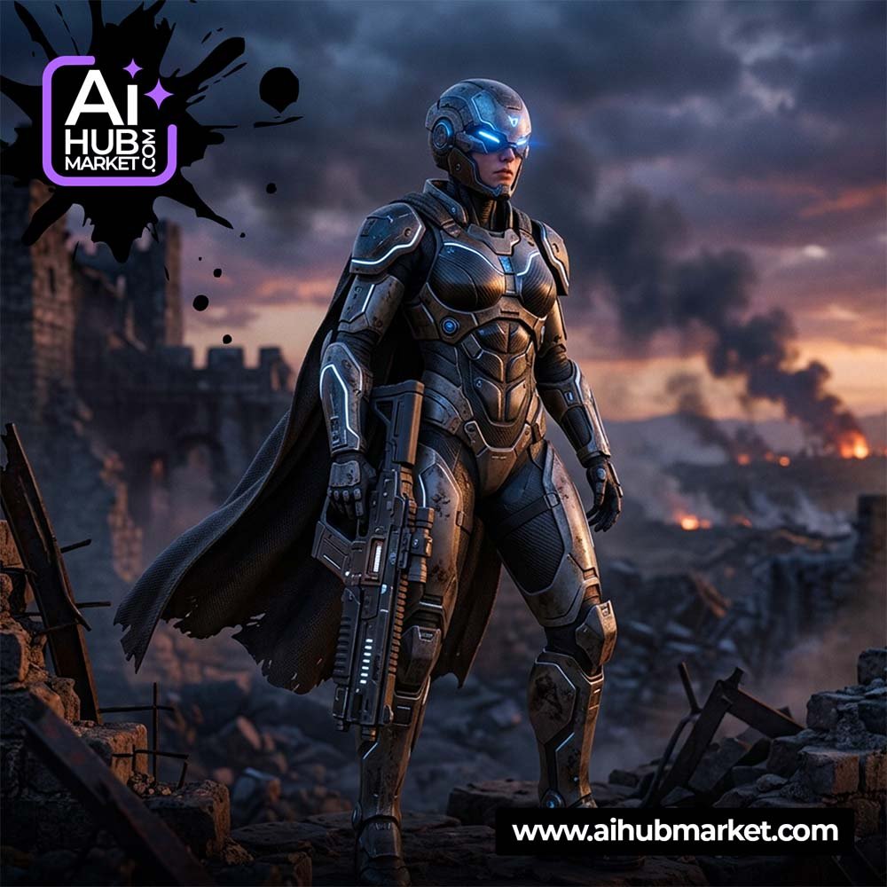 AI warrior portrait generated using AI prompts