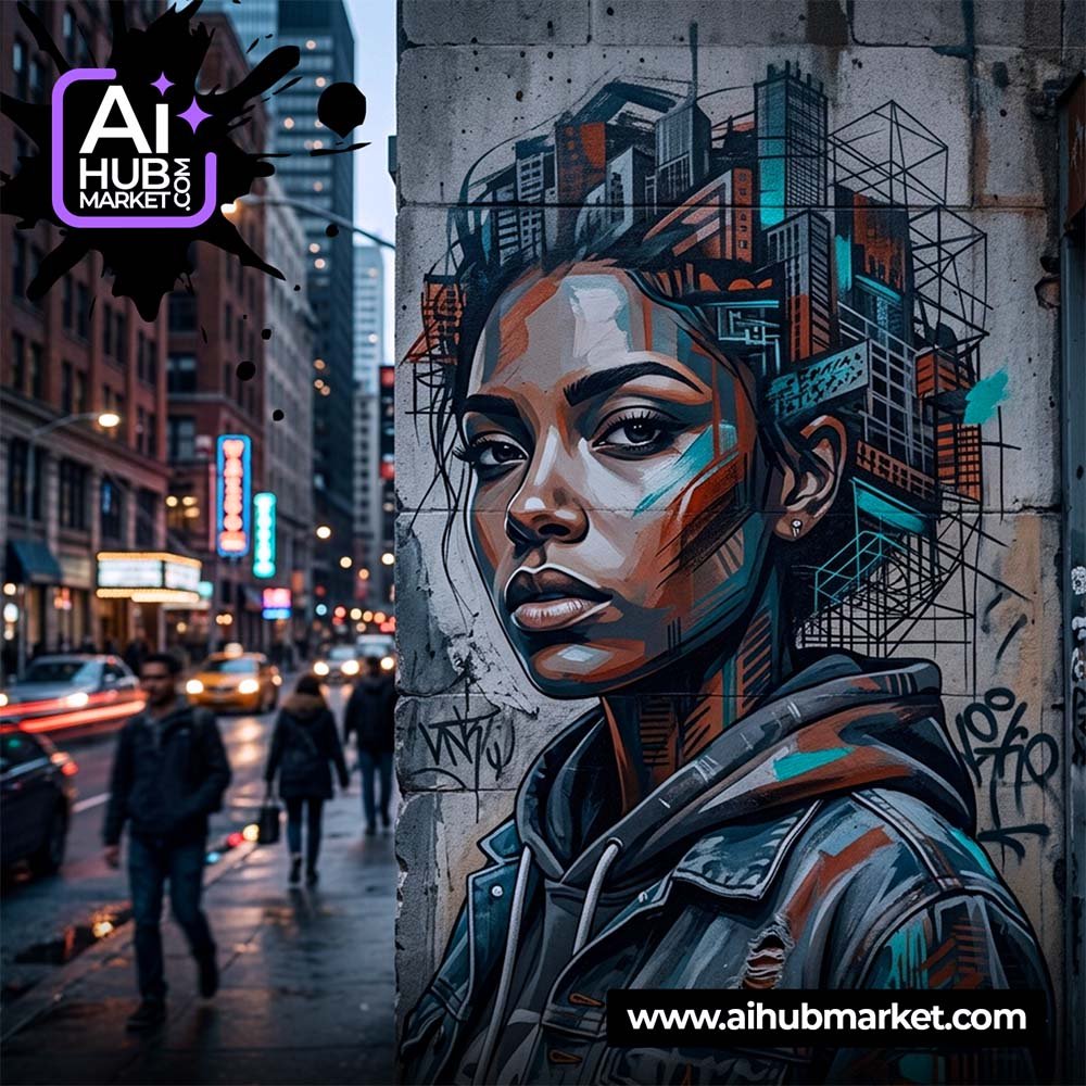 AI urban portrait created from a personal photo