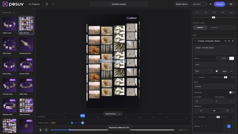 Posuv Pro – Motion Showcase Builder