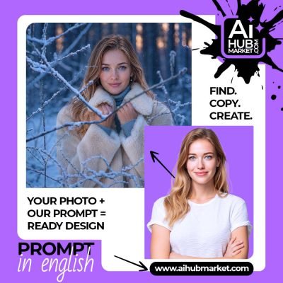 A serene winter scene featuring snow-covered branches and a young woman in a cozy coat.