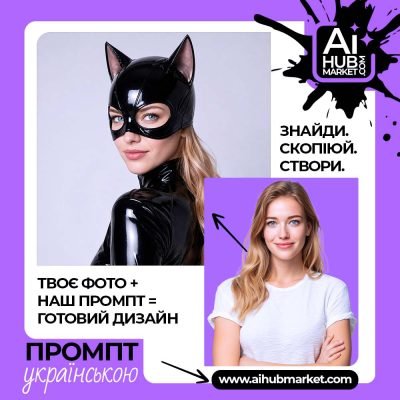 Футуристична кішка в чорному костюмі
