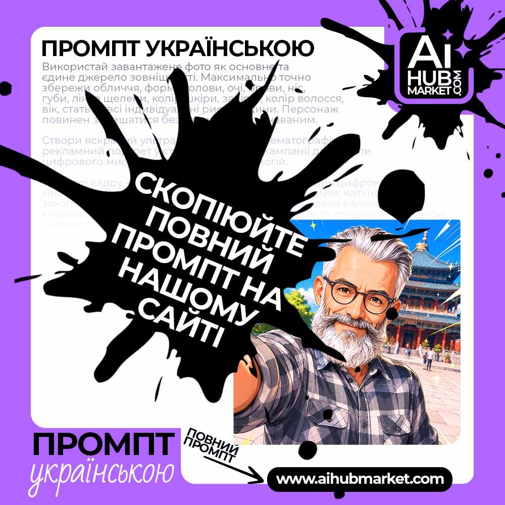 Промпт Яскраве аніме-селфі з твого фото