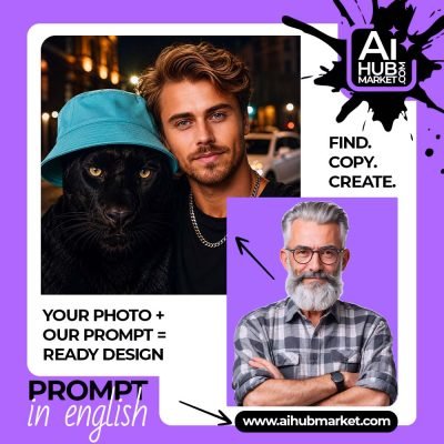 A captivating night urban portrait featuring a man and a black panther.