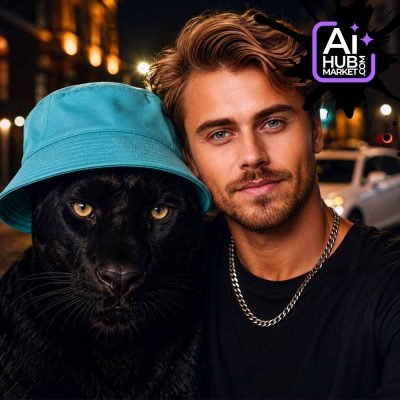 Prompt Night Urban Portrait with a Black Panther — generation result example