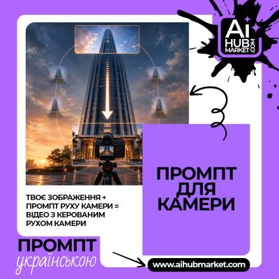 Промпт руху камери Нахил камери вниз — приклад промпту руху камери 1