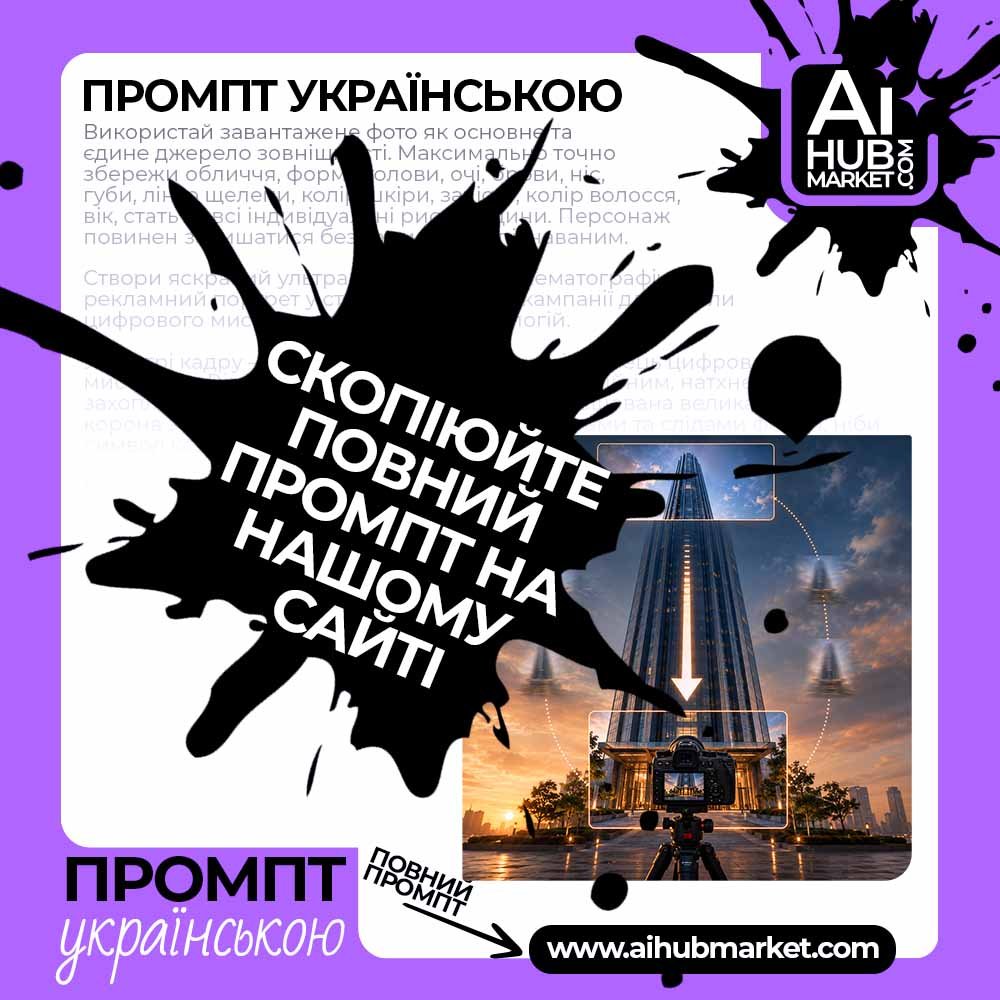 Промпт руху камери Нахил камери вниз — приклад промпту руху камери 4
