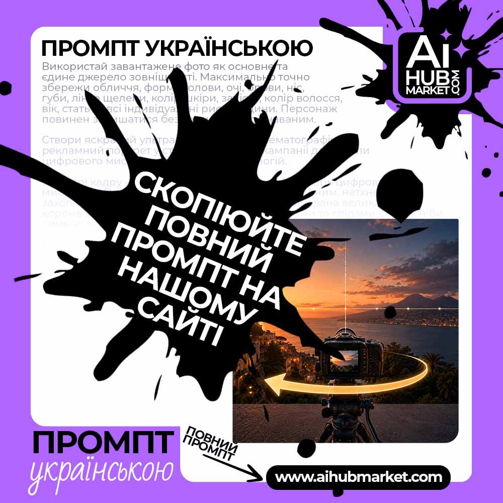 Промпт руху камери Панорама камери вліво — приклад промпту руху камери 4