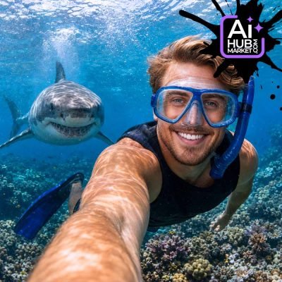 Prompt Shark Snorkel Selfie — generation result example