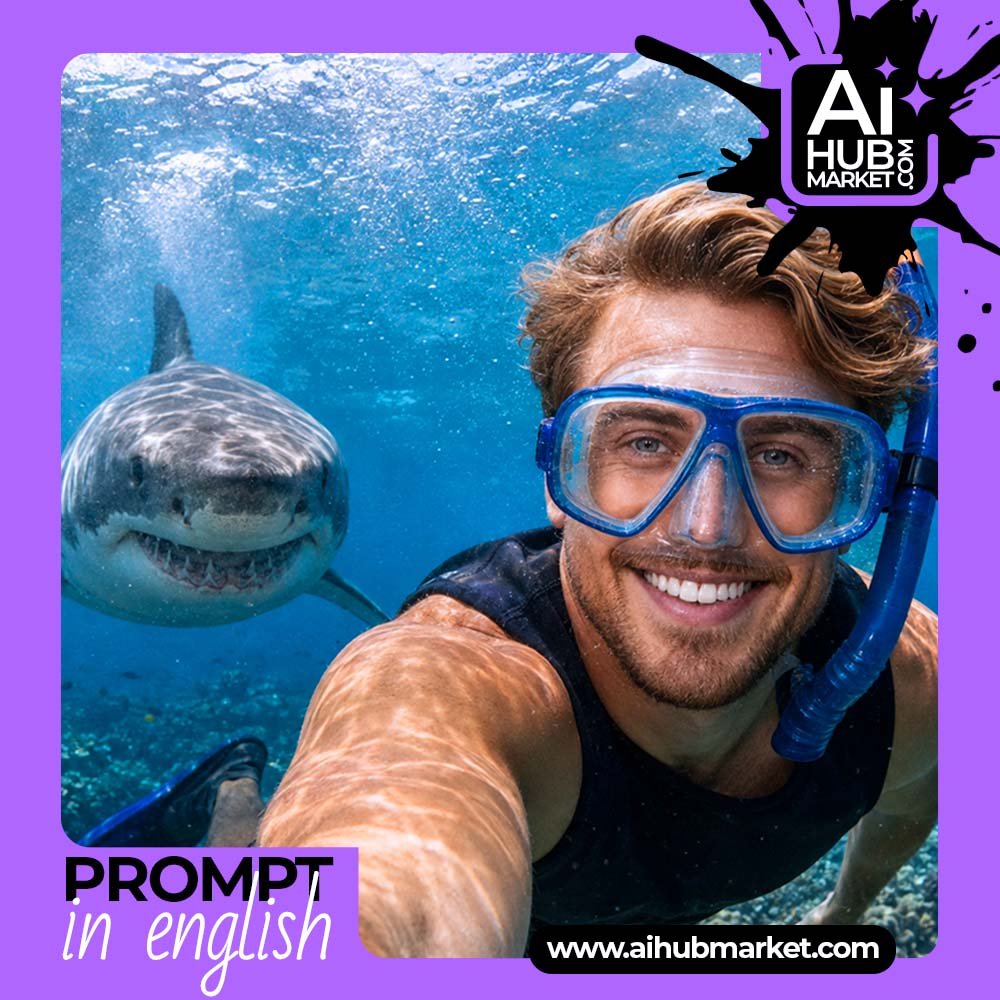 Prompt Shark Snorkel Selfie